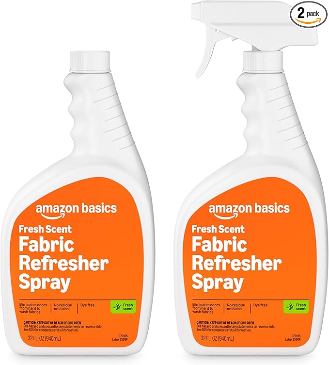 Amazon Basics Fabric Spray,Fabric Freshner, Fresh Scent, 32fl oz, Pack of 2, Packaging MayVary