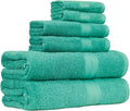 Amazon Basics 6-PieceOversized Fade-Resistant TowelSet, 100% Cotton, HighlyAbsorbent, Soft, Teal, 2 BathTowels, 2 Hand Towels, 2Washcloths